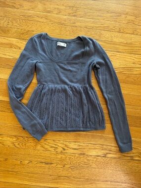 Hollister Slate Gray/Blue Knit Scoop Neck Pullover